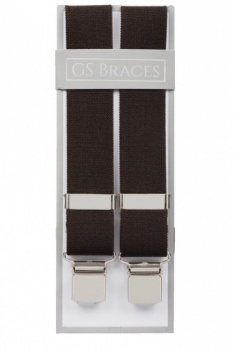 Plain Chocolate Brown Trouser Braces With Large Clips